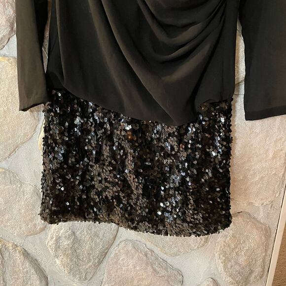 DKNYC Black Formal Long Sleeve Sheer Sequin Party Dress- Size Medium - Picture 4 of 13